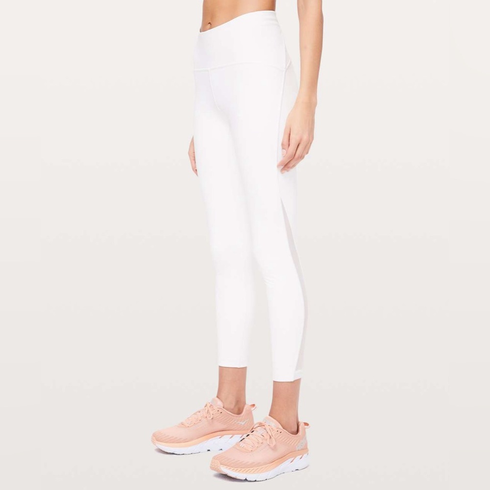 Lululemon Train Times 7/8ths hi rise leggings size 2 all white and mesh